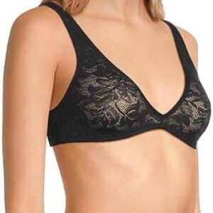 Eberjey Soft Stretch Lace Bralette for Women (Black) - Size L (12-14)